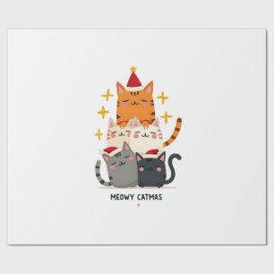 Papier Cadeau Meowy Catmas Chat Arbre de Noël Xmas (3)