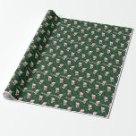 Papier Cadeau Meowy Christmas Cute Kitten Wrapping Papier 2b<br><div class="desc">Ce papier d'emballage "Meowy Christmas!" adorable a un chaton caricaturiste brun et bronzé avec de grands yeux verts dessus sur un arrière - plan vert avec des poinsettias et des baies.</div>