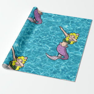 Papier Cadeau mer blonde dabbing mermaid