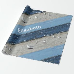 Papier Cadeau mer, eau, mouette, oiseau, voyage, bleu, ciel, env