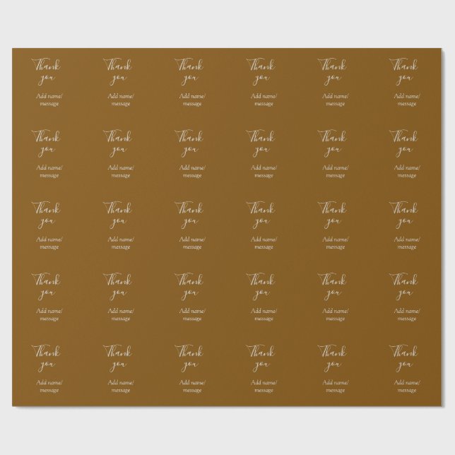Papier Cadeau Merci ajoutez nom message simple stylé doré s (Plat)