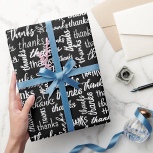 Papier Cadeau Merci beaucoup Texte sur fond noir