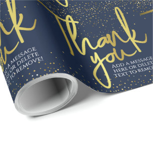 Papier Cadeau Merci Blue Gold Typographie