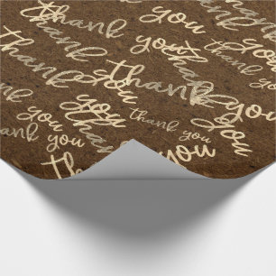 Papier Cadeau Merci Brown Kraft Gold Mariage Anniversaire