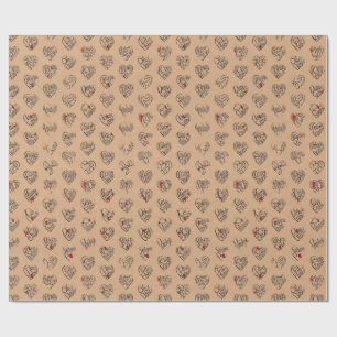 Papier Cadeau Merci & cœur en 44 langues sous forme de motif en