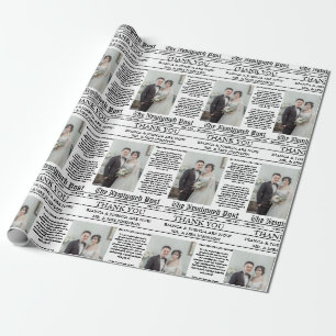 Papier Cadeau Merci de Mariage photo unique du journal