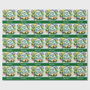 Papier Cadeau Merci de tennis avec raquette et balle
