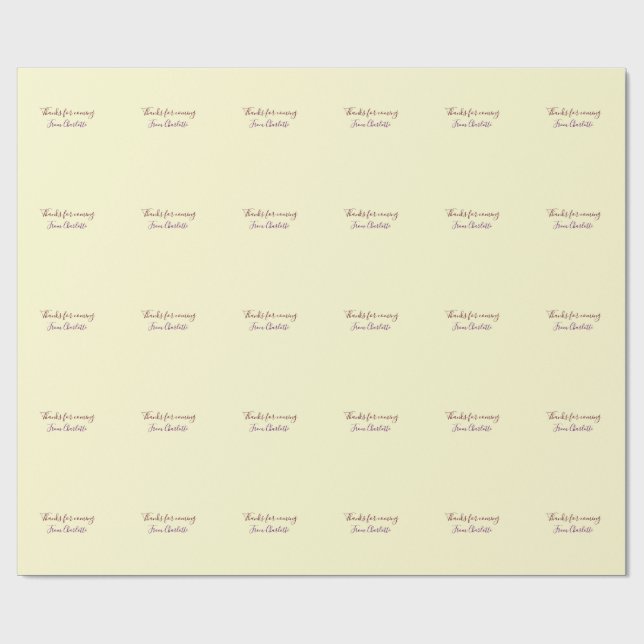 Papier Cadeau merci d'être venu nom du texte message jaune pas (Plat)