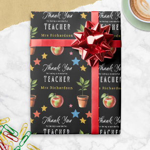 Papier Cadeau Merci enseignant Tableau craie Apple Personnalisé