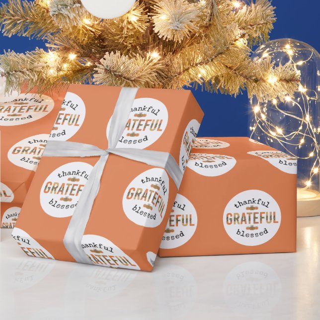 Papier Cadeau Merci Grateful Blessé mignon automne Thanksgiving (Vacances)