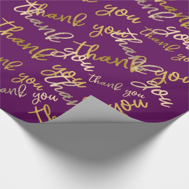Papier Cadeau Merci Holographe Script Sirène Plum or (Coin)
