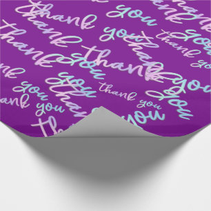 Papier Cadeau Merci Holographe Script Sirène rose violet