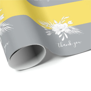 Papier Cadeau Merci moderne Floral blanc sur colorblock