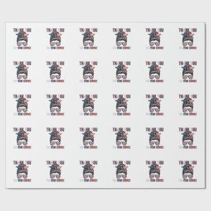 Papier Cadeau Merci pour votre service patriotique Bun Messy Shi