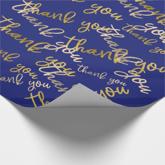 Papier Cadeau Merci Script Sirène Or Favoriser Blue Navy (Coin)