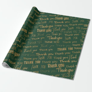 Papier Cadeau Merci texte paillettes dorées sur fond personnalis