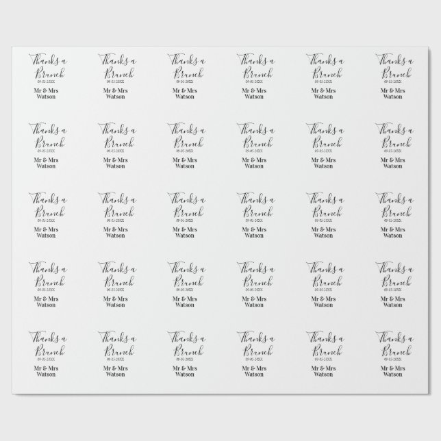 Papier Cadeau Merci un brunch nom date simple après mariage  (Plat)