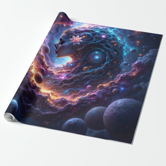 Papier Cadeau Mère de l'Univers – Celle qui rêve les étoiles. (Déroulé)