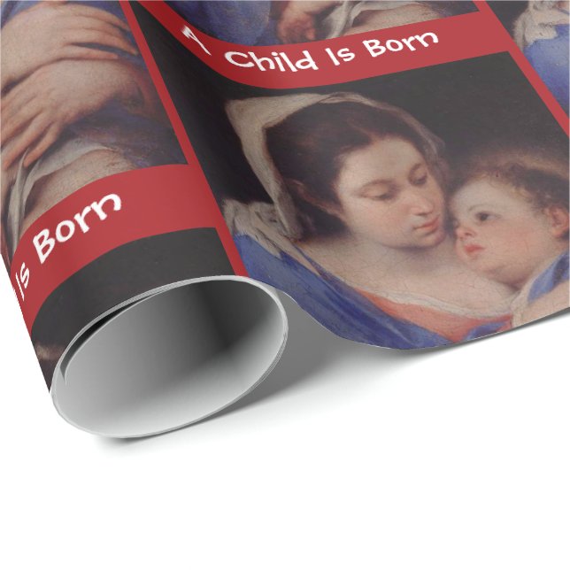 Papier Cadeau Mère et enfant Noël Nativité Cadeau (Coin rond)