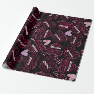Papier Cadeau Mère jours coeur 01.Pink Black BG