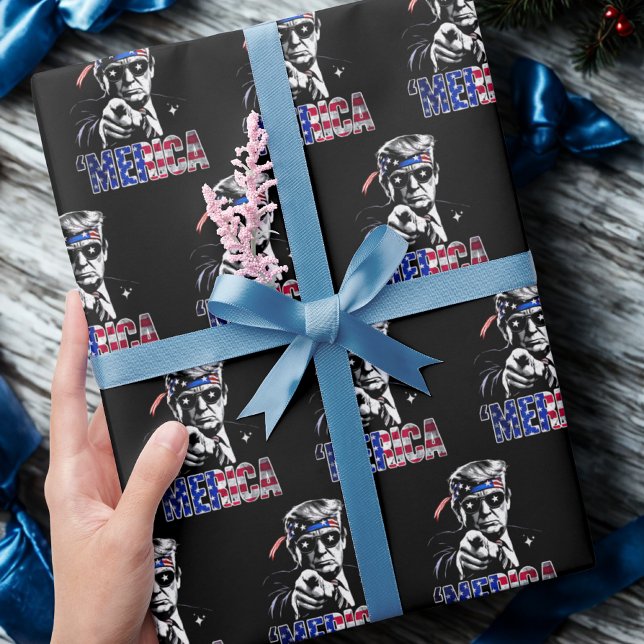 Papier Cadeau Merica Trump American Flag États-Unis (Créateur téléchargé)
