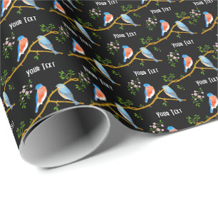 Papier Cadeau Merles Bleus