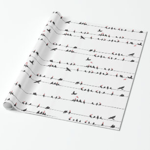 Papier Cadeau Merles sur les fils