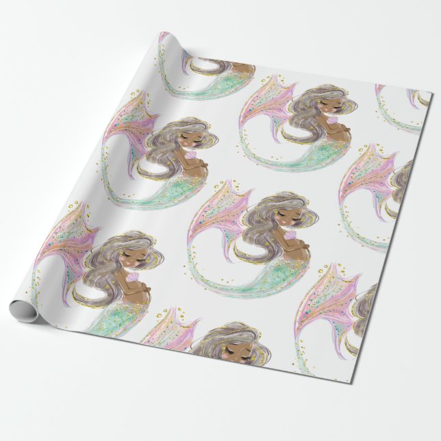 Papier Cadeau Mermaid Future Maman Baby shower. Sous La Mer. (Déroulé)