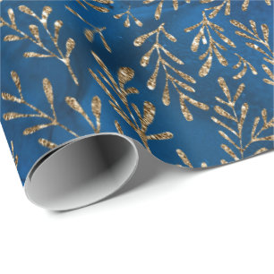 Papier Cadeau Mermaid Ocean Parties scintillant Blue Navy Gold F