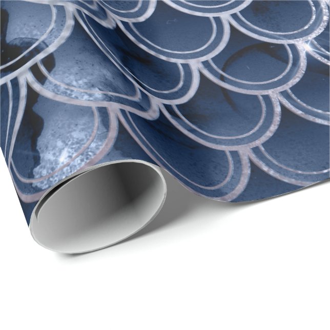 Papier Cadeau Mermaid Parties scintillant rose rose bleu marine  (Coin rond)