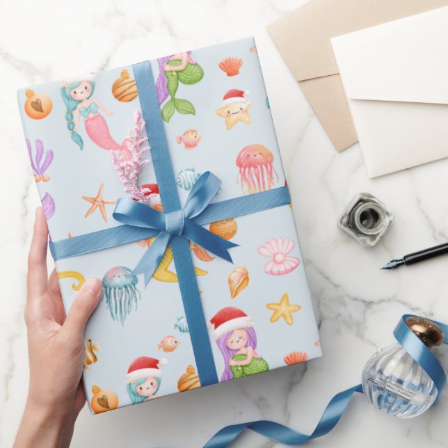 Papier Cadeau Mermaid Père Noël Motif Noël (Cadeaux)