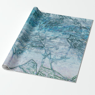 Papier Cadeau Mermaid Turquoise Vert Nautique Vagues Océan Décou