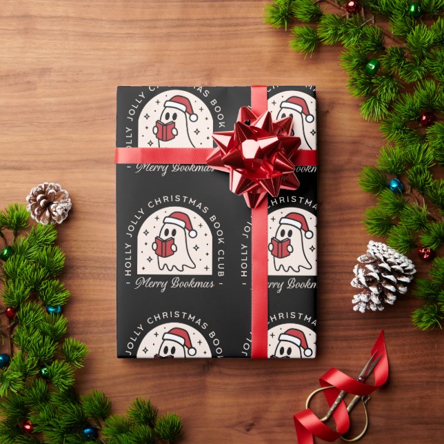 Papier Cadeau Merry bookmas livres amoureux drôle (Cadeau de vacances)