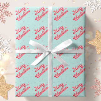 Papier Cadeau Merry Christmas Red Aqua Retro Holiday