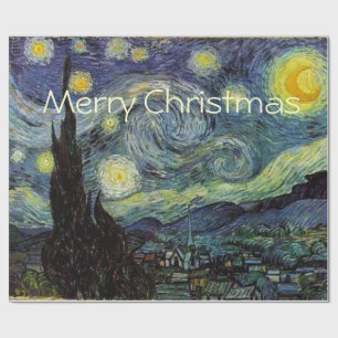 Papier Cadeau Merry Christmas Starry Night par Vincent van Gogh.