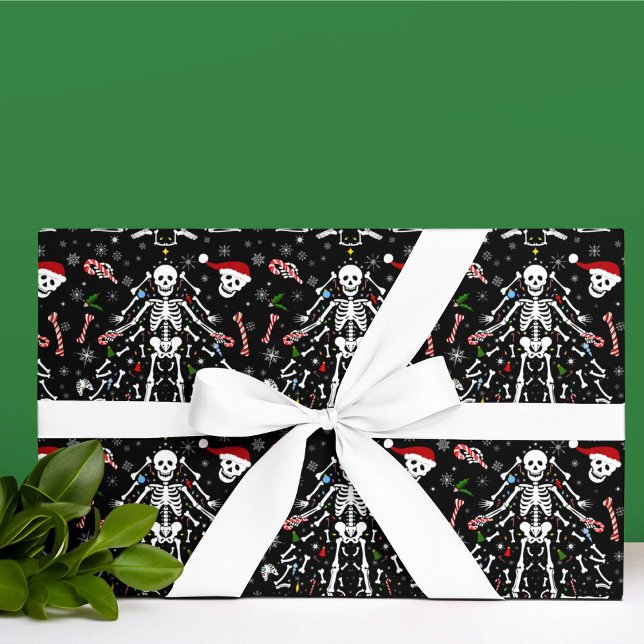 Papier Cadeau Merry Christmas Tree Skeleton Pattern (Créateur téléchargé)
