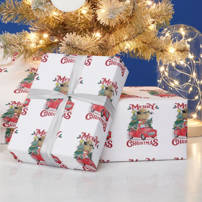 Papier Cadeau Merry Christmas Vintage Red Santa Truck (Vacances)