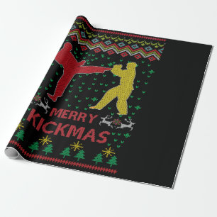 Papier Cadeau Merry Kickmas Ugly Christmas Karaté Jiu Jitsu