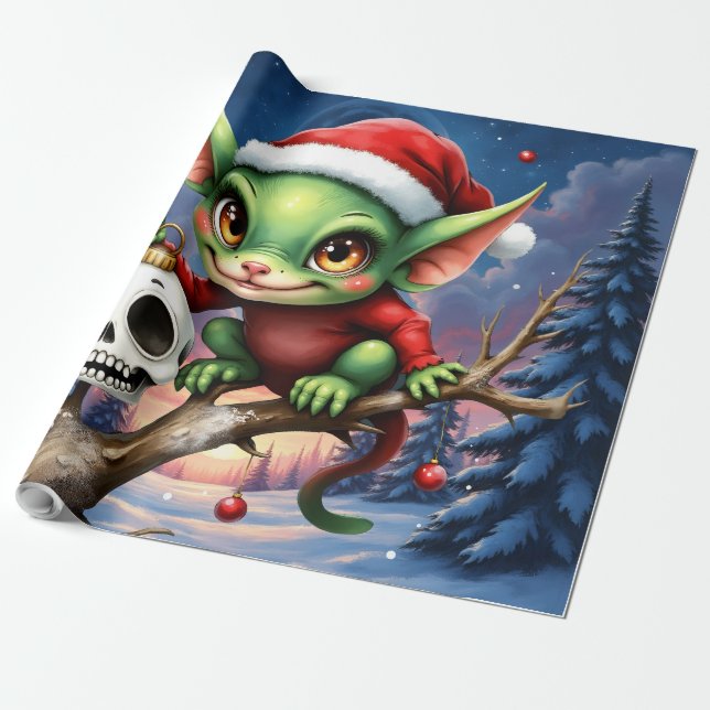 Papier Cadeau Merry Mischief – Le Petit Elf de Noël. (Déroulé)