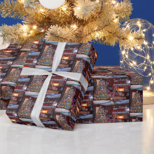 PAPIER CADEAU MERRY NOËL, CHEMINÉE