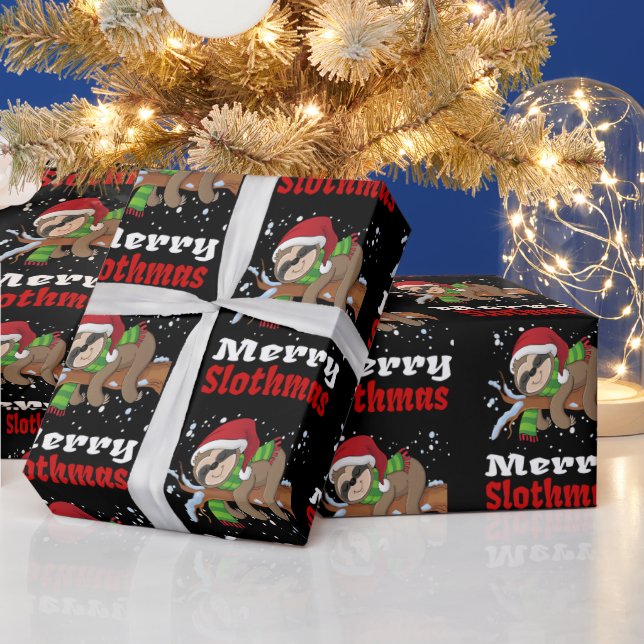Papier Cadeau Merry Slothmas Motif Funny Christmas Wrapper Pa (Vacances)