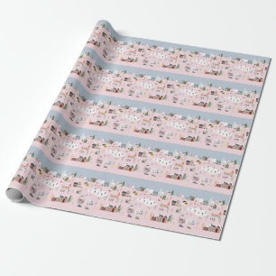 Papier Cadeau Merveilles d'hiver : mignon motif de village