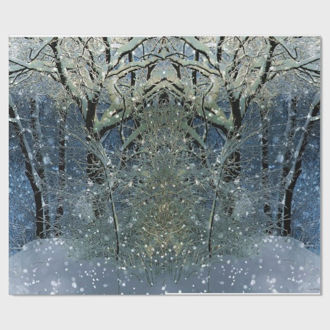 Papier Cadeau Merveilleux hiver Wonderland Forêt de neige (Plat)