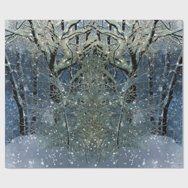Papier Cadeau Merveilleux hiver Wonderland Forêt de neige (Plat)