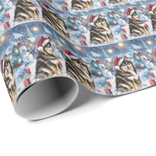 Papier Cadeau Merveilleux Noël en Laponie avec un Lapphund Finla