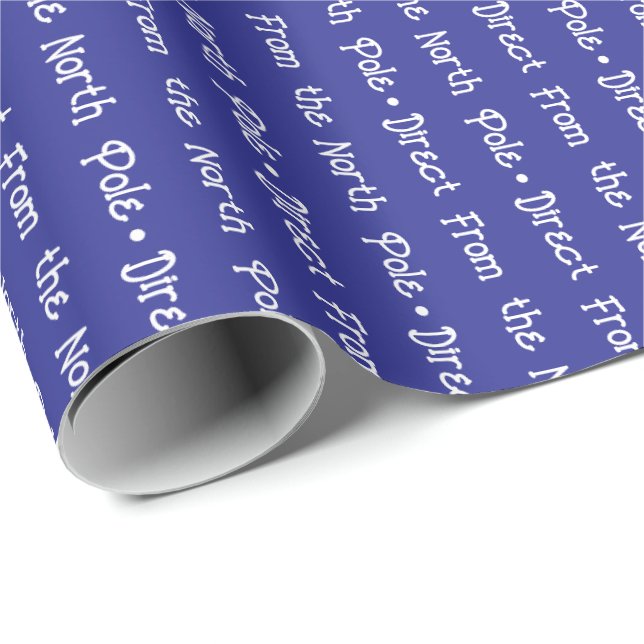 Papier Cadeau Message blanc ludique modifiable sur fond bleu fon (Coin rond)