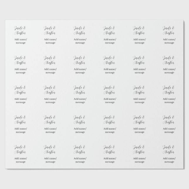 Papier Cadeau message de nom de couple de mariage date romantiqu (Plat)
