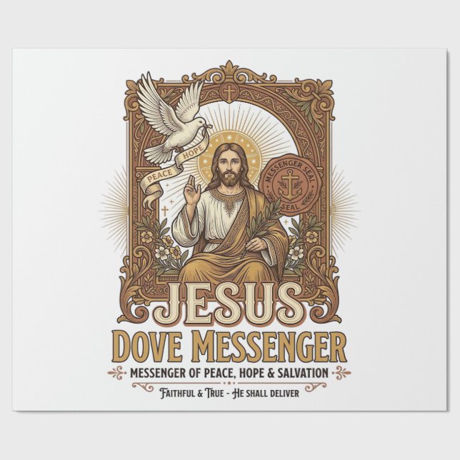 Papier Cadeau Messager Jésus Colombe Messager Jésus Colombe Chré (Plat)