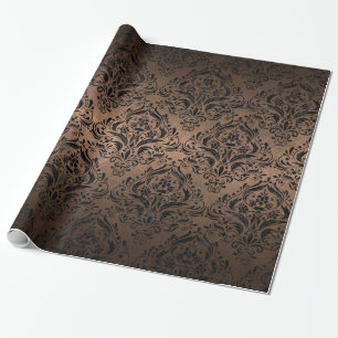 PAPIER CADEAU MÉTAL NOIR DU MARBRE DAMASK1 ET DE BRONZE (R)