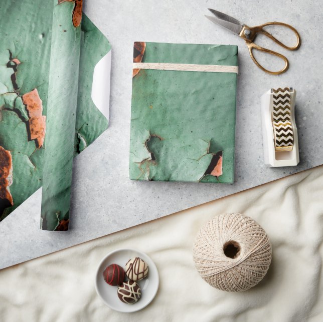 Papier Cadeau métal rouillé brun turquoise cool (Artisanat)